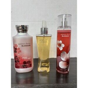 Bath & Body Works JAPANESE CHERRY BLOSSOM Body Spray Fragrance Bubble Bath 3 Lot